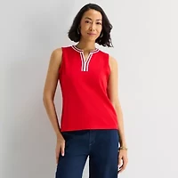 Liz Claiborne Womens V Neck Sleeveless Blouse
