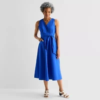 Liz Claiborne Womens Sleeveless Midi A-Line Dress