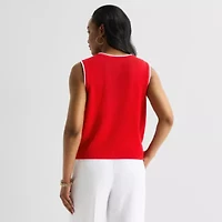 Liz Claiborne Womens Crew Neck Button Sweater Vest