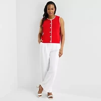 Liz Claiborne Womens Crew Neck Button Sweater Vest