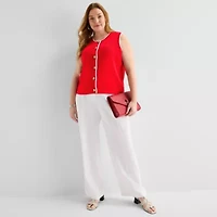 Liz Claiborne Womens Scoop Neck Button Plus Sweater Vest