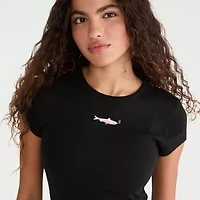 AEROPOSTALE Womens Juniors Crew Neck Short Sleeve Slim Fit Graphic T-Shirt