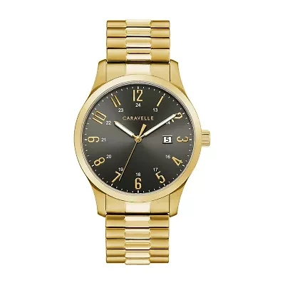 Caravelle Designed By Bulova Mens Gold Tone Stainless Steel Expansion Watch 44b126