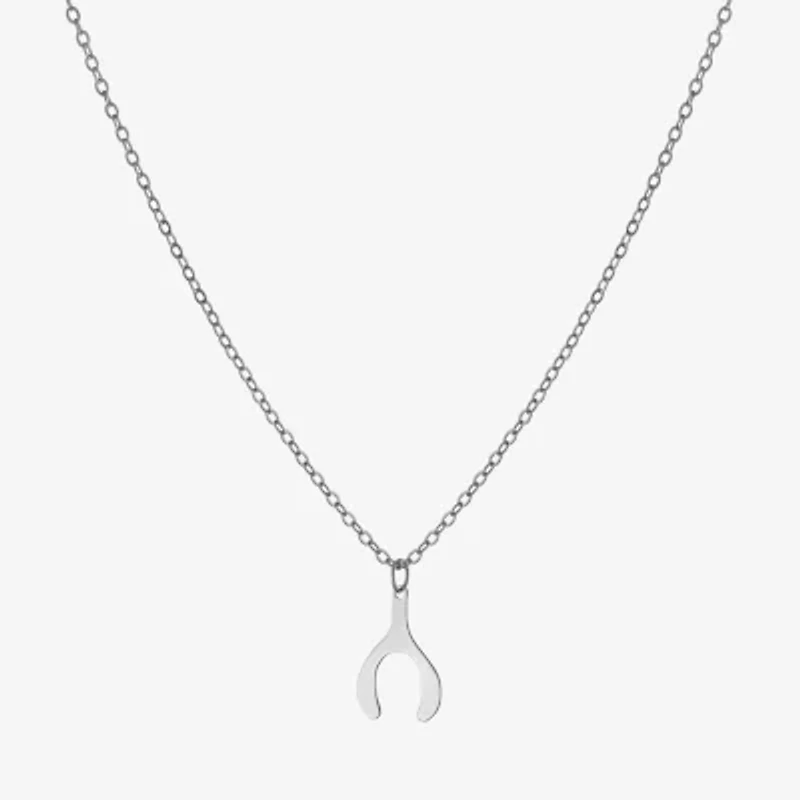 Silver Treasures Womens Sterling Silver Wishbone 16 Inch Pendant Necklace