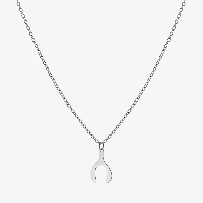 Silver Treasures Womens Sterling Silver Wishbone 16 Inch Pendant Necklace