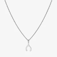 Silver Treasures Womens Sterling Silver Wishbone 16 Inch Pendant Necklace