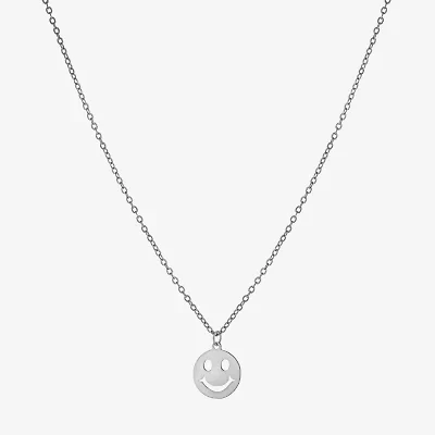 Silver Treasures Smiley Face Womens Sterling Silver 16 Inch Pendant Necklace