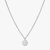 Silver Treasures Smiley Face Womens Sterling Silver 16 Inch Pendant Necklace