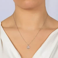 Silver Treasures Smiley Face Womens Sterling Silver 16 Inch Pendant Necklace