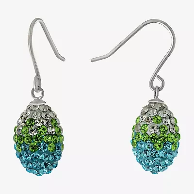 Silver Treasures Womens Purple Crystal Sterling Drop Earrings