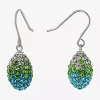 Silver Treasures Womens Purple Crystal Sterling Drop Earrings
