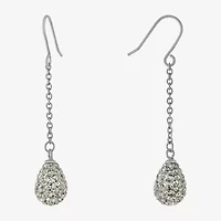 Silver Treasures Womens Crystal Sterling Silver Drop Earrings