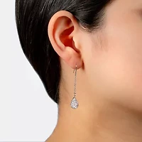 Silver Treasures Womens Crystal Sterling Silver Drop Earrings