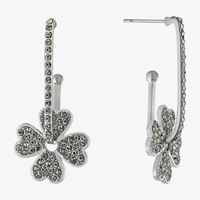 Sparkle Allure Womens Crystal Pure Silver Over Brass Clover Drop Earrings