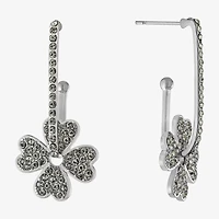 Sparkle Allure Womens Crystal Pure Silver Over Brass Clover Drop Earrings