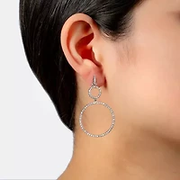 Sparkle Allure Womens Crystal Pure Silver Over Brass Round Drop Earrings