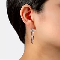 Sparkle Allure Womens Crystal 42.2mm Cross Hoop Earrings