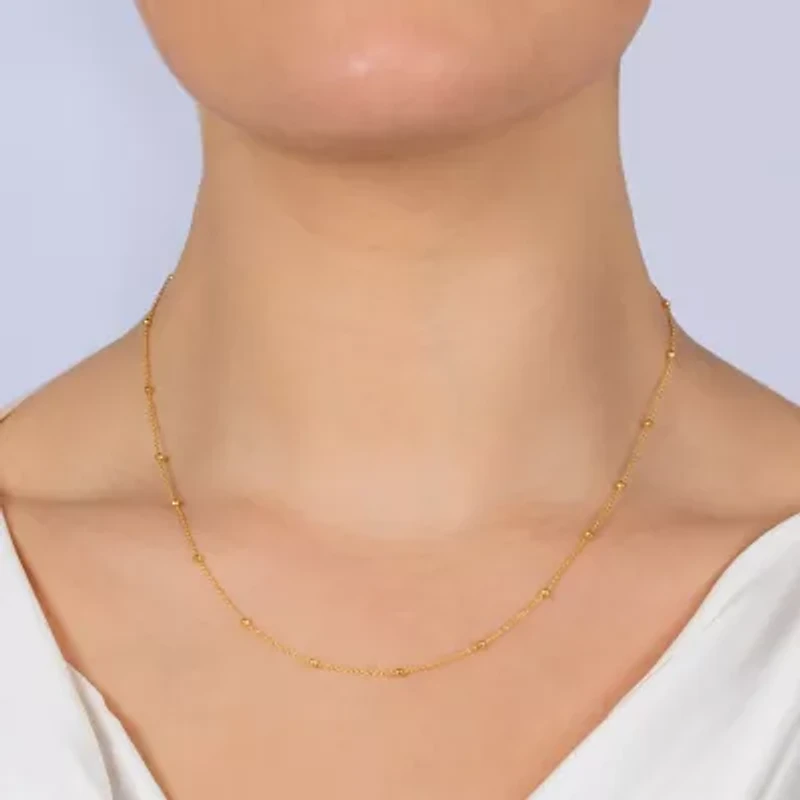 Silver Treasures Made In Italy Womens 14K Gold Over Silver 18 Inch Bead Chain Necklace