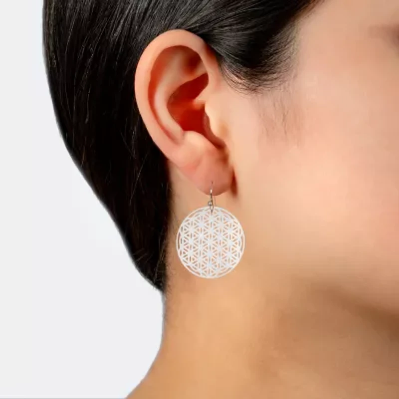 Silver Reflections Womens Pure Silver Over Brass Round Drop Earrings