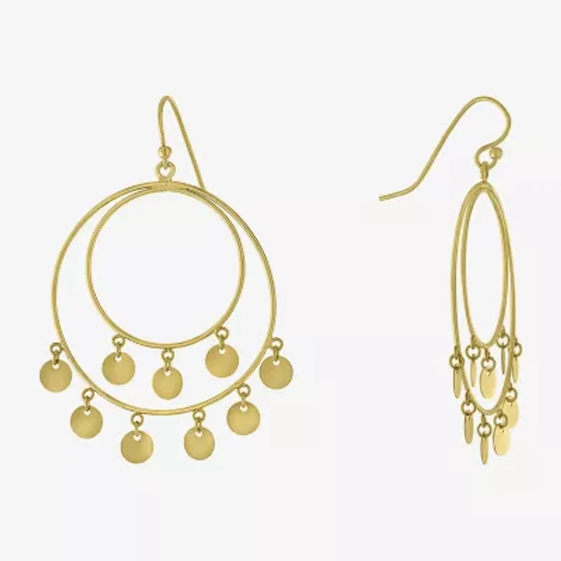 Silver Reflections Womens 14K Gold Over Brass Round Drop Earrings