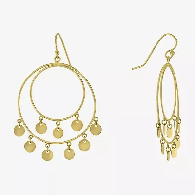 Silver Reflections Womens 14K Gold Over Brass Round Drop Earrings