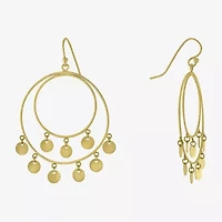 Silver Reflections Womens 14K Gold Over Brass Round Drop Earrings
