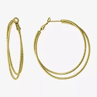 Silver Reflections Womens 14K Gold Over Brass 52mm Round Hoop Earrings