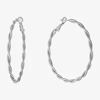 Silver Reflections Womens 55mm Hoop Earrings