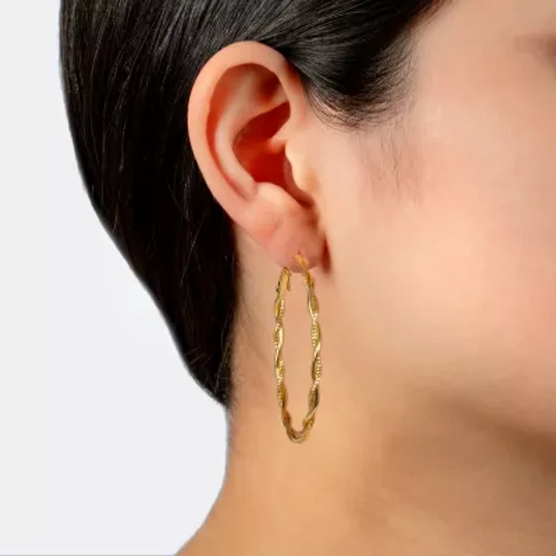Silver Reflections Womens 14K Gold Over Brass 55mm Hoop Earrings