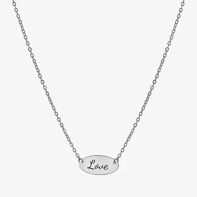 Silver Treasures Love Womens Sterling Silver Oval 16 Inch Pendant Necklace