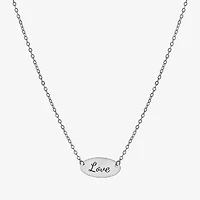 Silver Treasures Love Womens Sterling Silver Oval 16 Inch Pendant Necklace