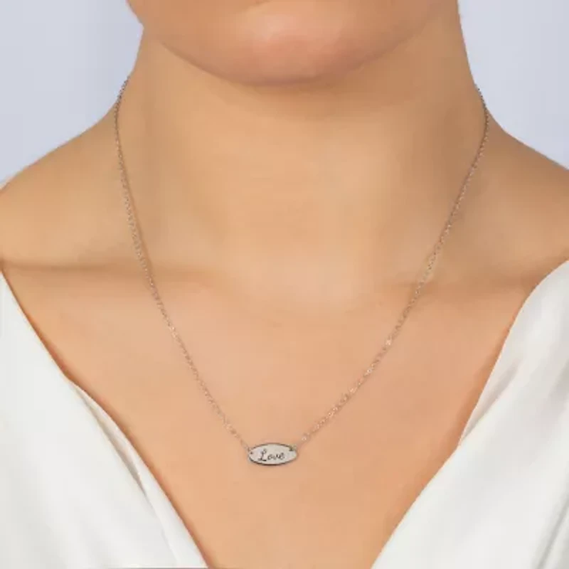 Silver Treasures Love Womens Sterling Silver Oval 16 Inch Pendant Necklace