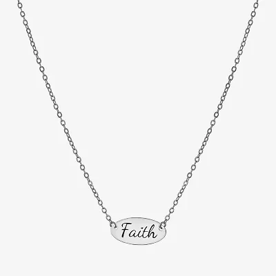 Silver Treasures Faith Womens Sterling Silver Oval 16 Inch Pendant Necklace