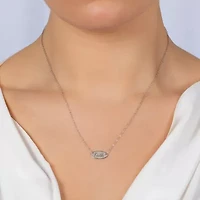 Silver Treasures Faith Womens Sterling Silver Oval 16 Inch Pendant Necklace