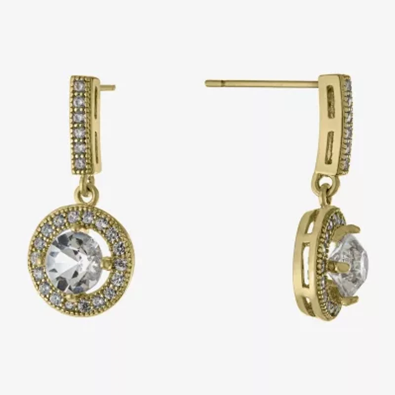 Sparkle Allure Womens Crystal 14K Gold Over Brass Drop Earrings