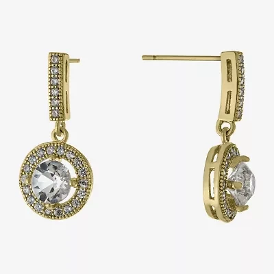 Sparkle Allure Womens Crystal 14K Gold Over Brass Drop Earrings