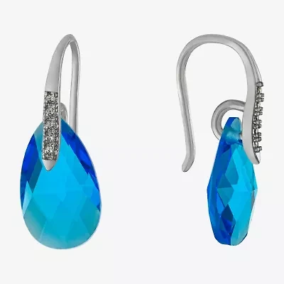 Sparkle Allure Womens Crystal Pure Silver Over Brass Drop Earrings
