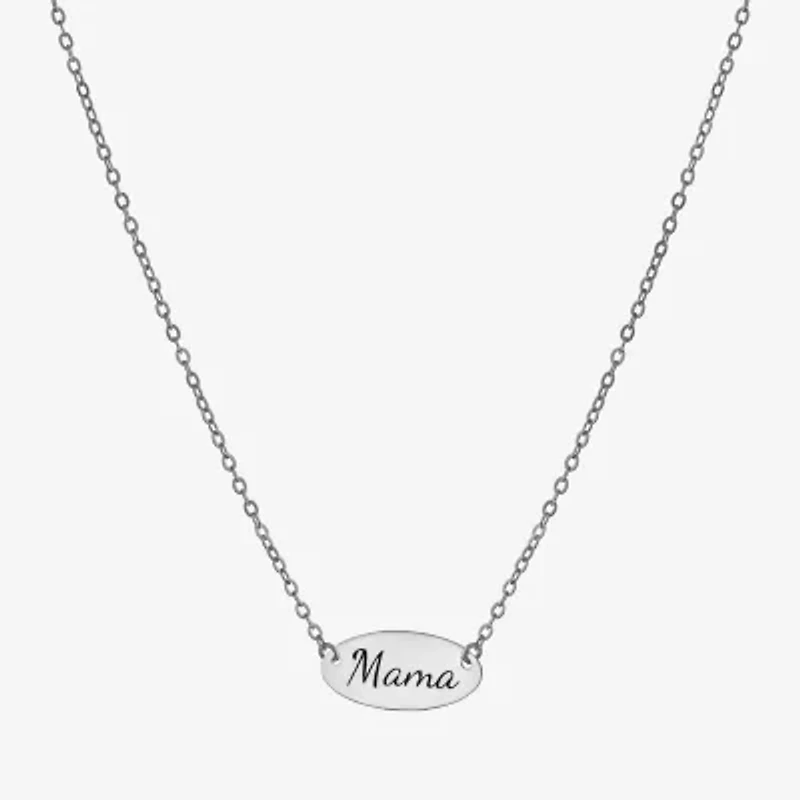 Silver Treasures Mama Womens Sterling Silver Oval 16 Inch Pendant Necklace