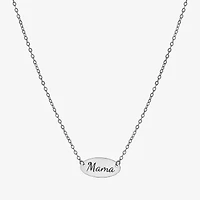 Silver Treasures Mama Womens Sterling Silver Oval 16 Inch Pendant Necklace
