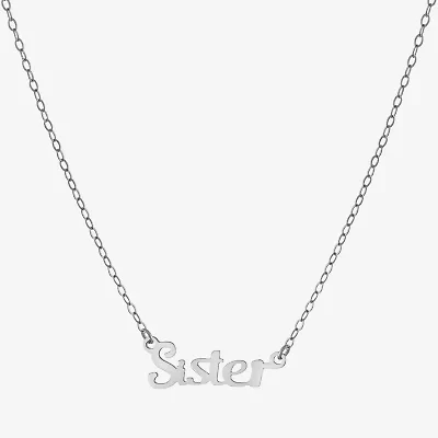 Silver Treasures Sister Womens Sterling Silver 16 Inch Pendant Necklace