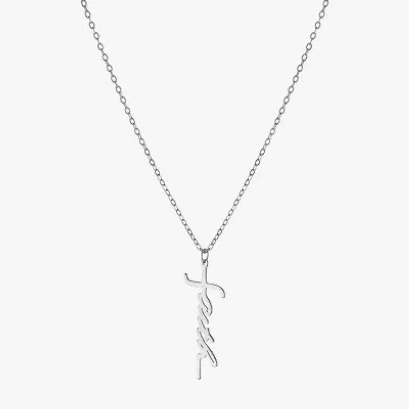Silver Treasures Faith Womens Sterling Silver 16 Inch Pendant Necklace