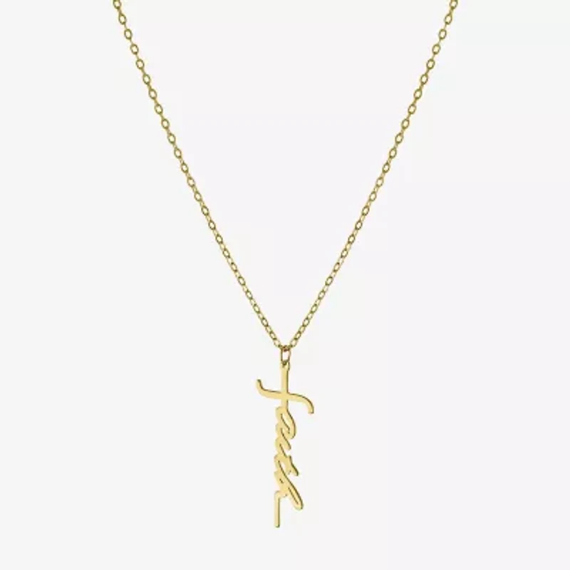 Silver Treasures Faith Womens 14K Gold Over Silver 16 Inch Pendant Necklace