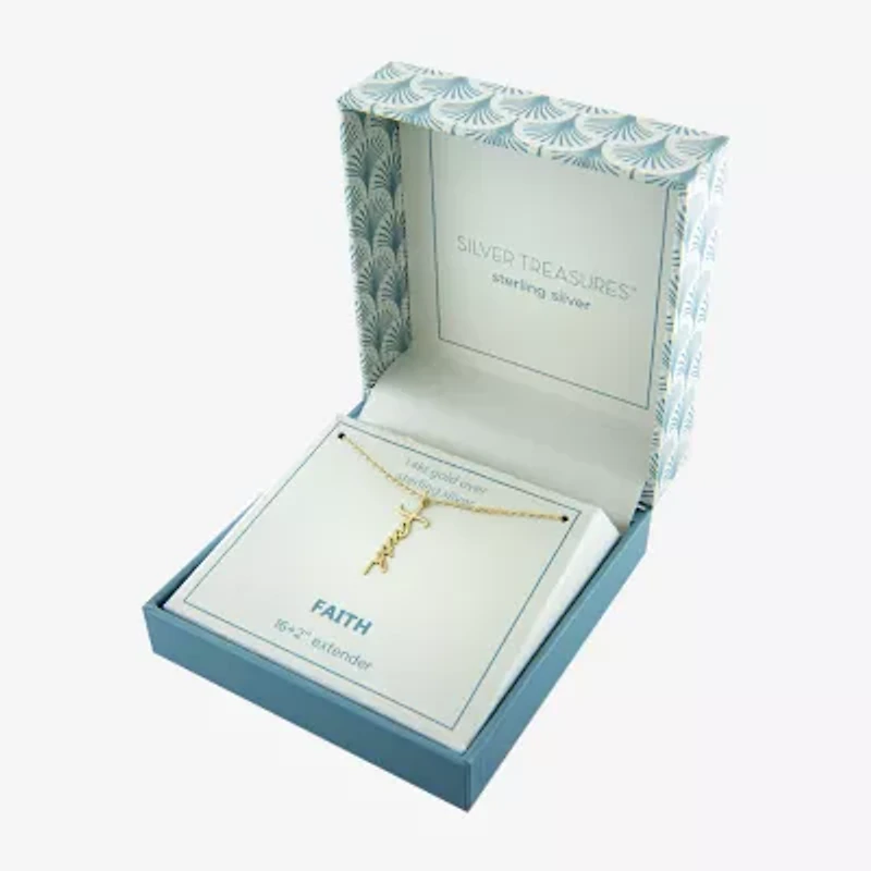 Silver Treasures Faith Womens 14K Gold Over Silver 16 Inch Pendant Necklace