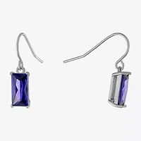 Silver Treasures Womens Cubic Zirconia Sterling Silver Rectangular Drop Earrings