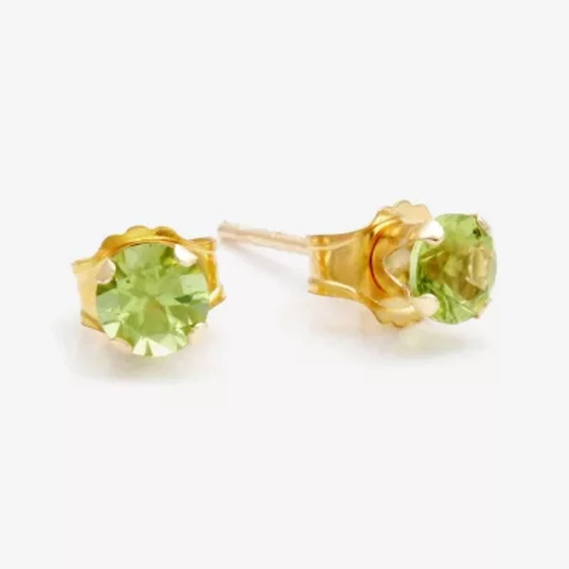 Gemstone 10K Gold 4mm Round Stud Earrings
