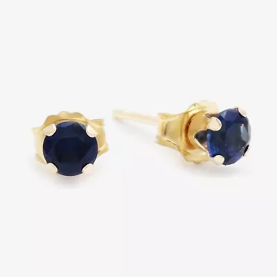 Gemstone 10K Gold 4mm Round Stud Earrings