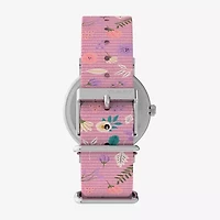 Timex Weekender 38mm Watch - Pink Strap  White Dial Silver-Tone Case Peanuts Womens Multicolor Strap Watch Tw2v77800jt