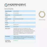 (H-I / I1) Womens 1 CT. T.W. Lab Grown White Diamond 10K Gold Circle 18 Inch Pendant Necklace