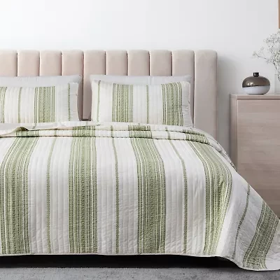 Linery Farmhouse Stripe Reversible Quilt Set