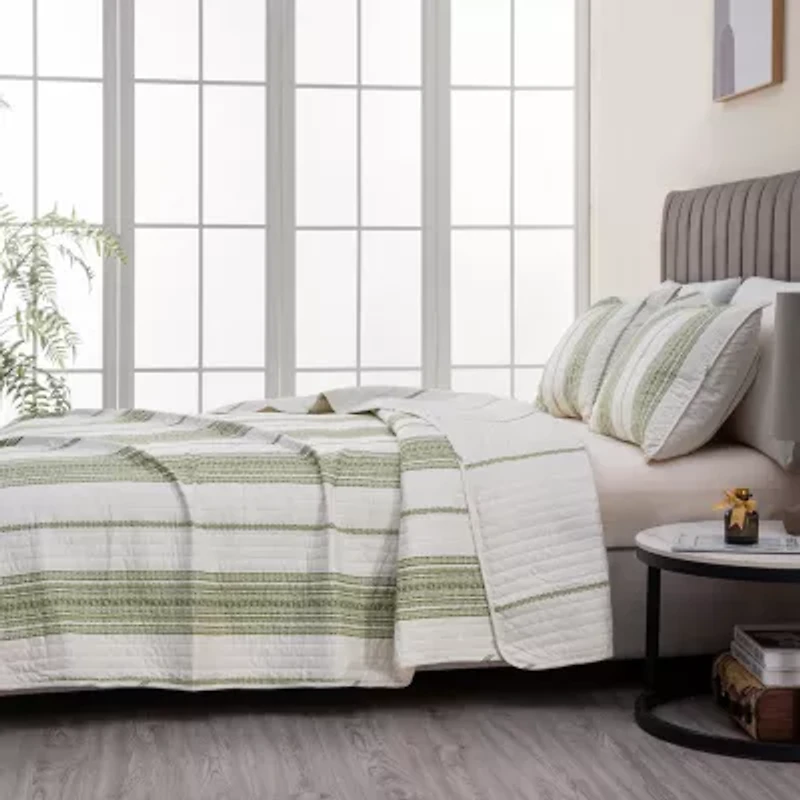 Linery Farmhouse Stripe Reversible Quilt Set